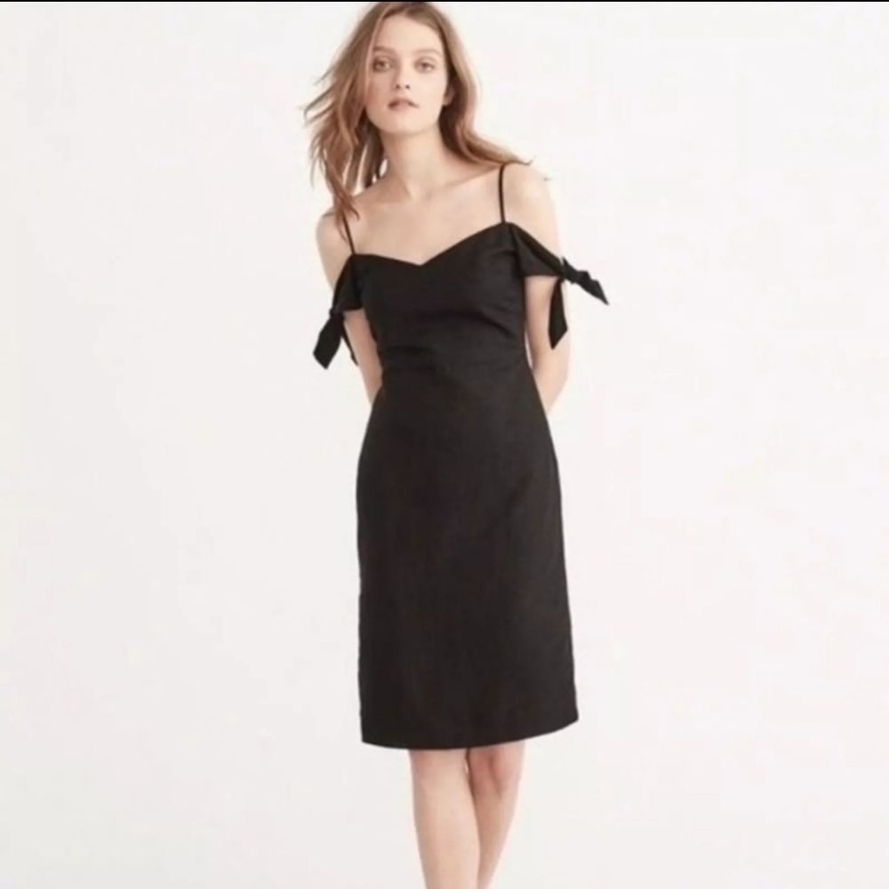 Abercrombie & Fitch Size 4 bow‎ shoulder black dress Linen Blend Fit & Flare NWT